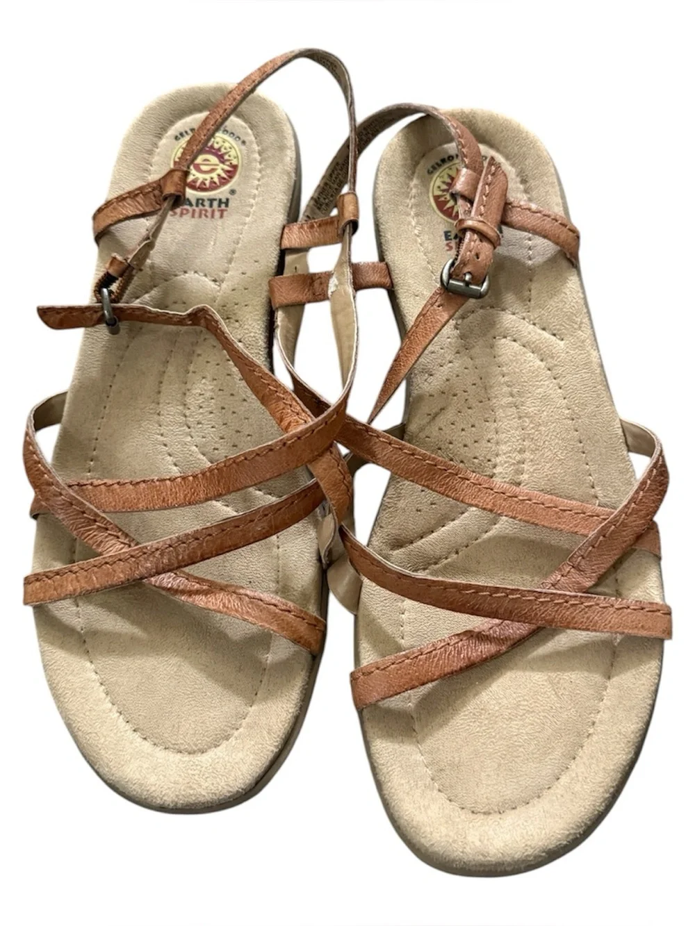 Earth Spirit Brown Strappy Slingback Sandals for Women - Picture 1 of 4